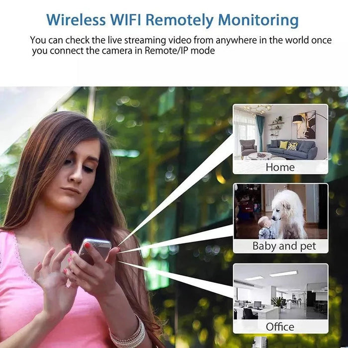 Mini Wifi-kamera 1080P - Trådlös övervakningssäkerhet med mörkerseende, rörelsedetektering, 160 graders ljudinspelning, Google Play-kompatibel - Perfekt för babyövervakning och IP-kamerabehov